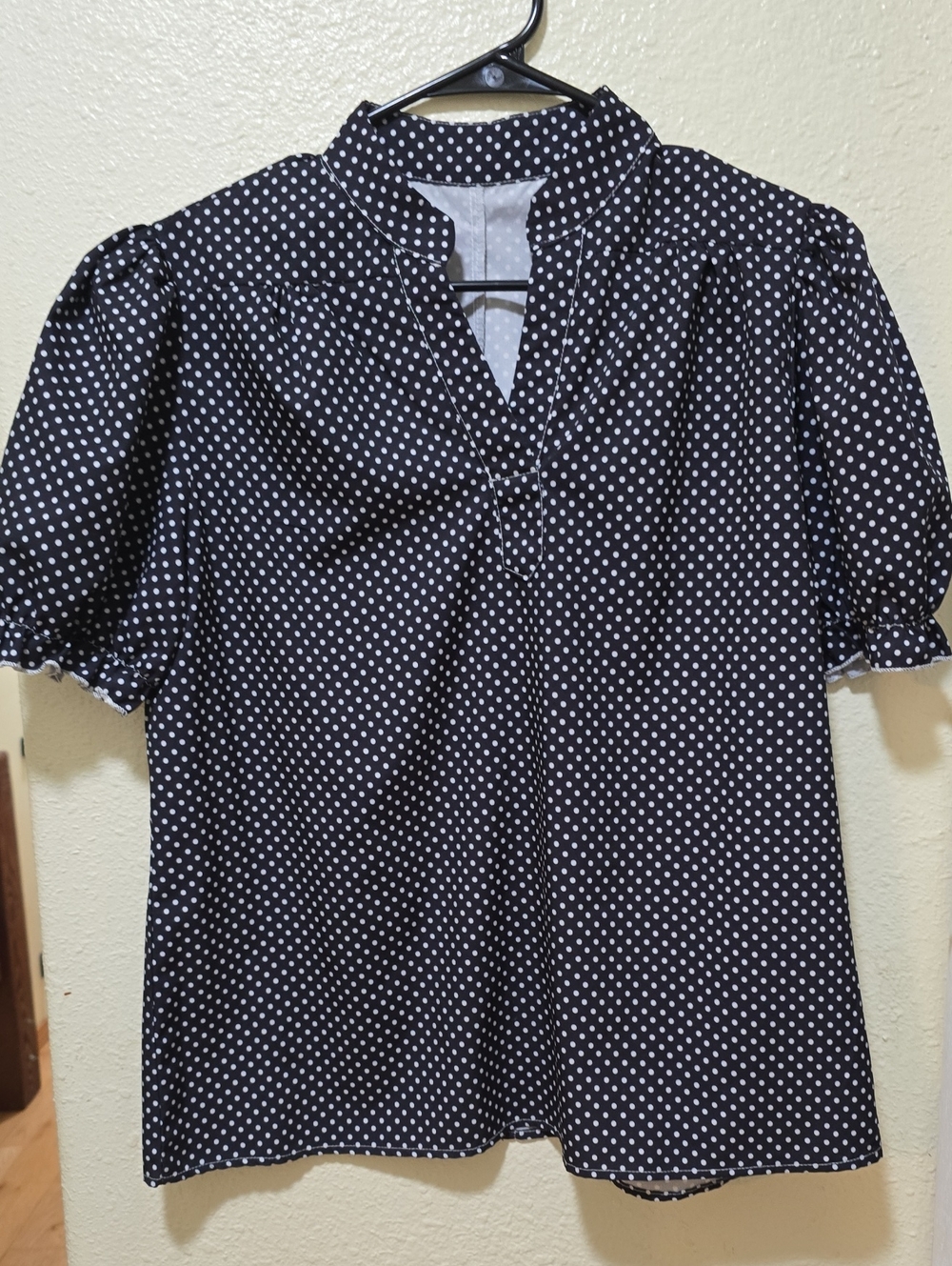 Black Polka Dot Short Sleeve Women’s Shirt